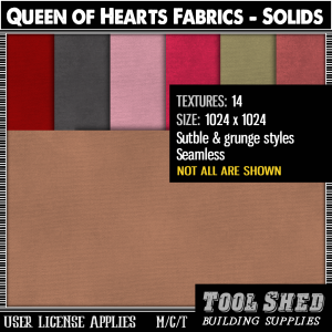 Tool Shed - Queen of Hearts Fabrics - Solids Ad