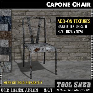 Tool Shed - Capone Chair Add-On Textures Ad