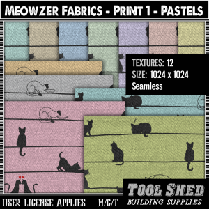 Tool Shed - Meowzer Fabrics - Print 1 Pastels Ad